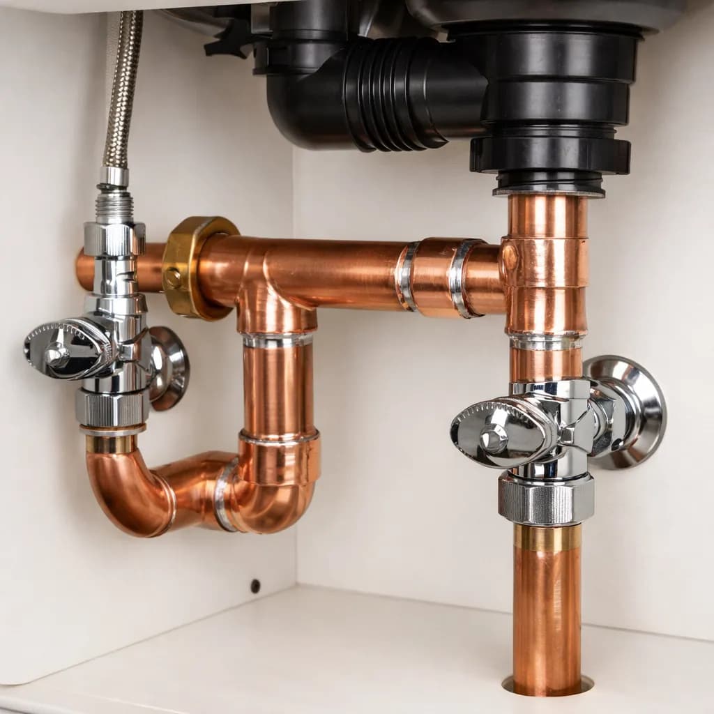 Copper pipe & shut-off valve work