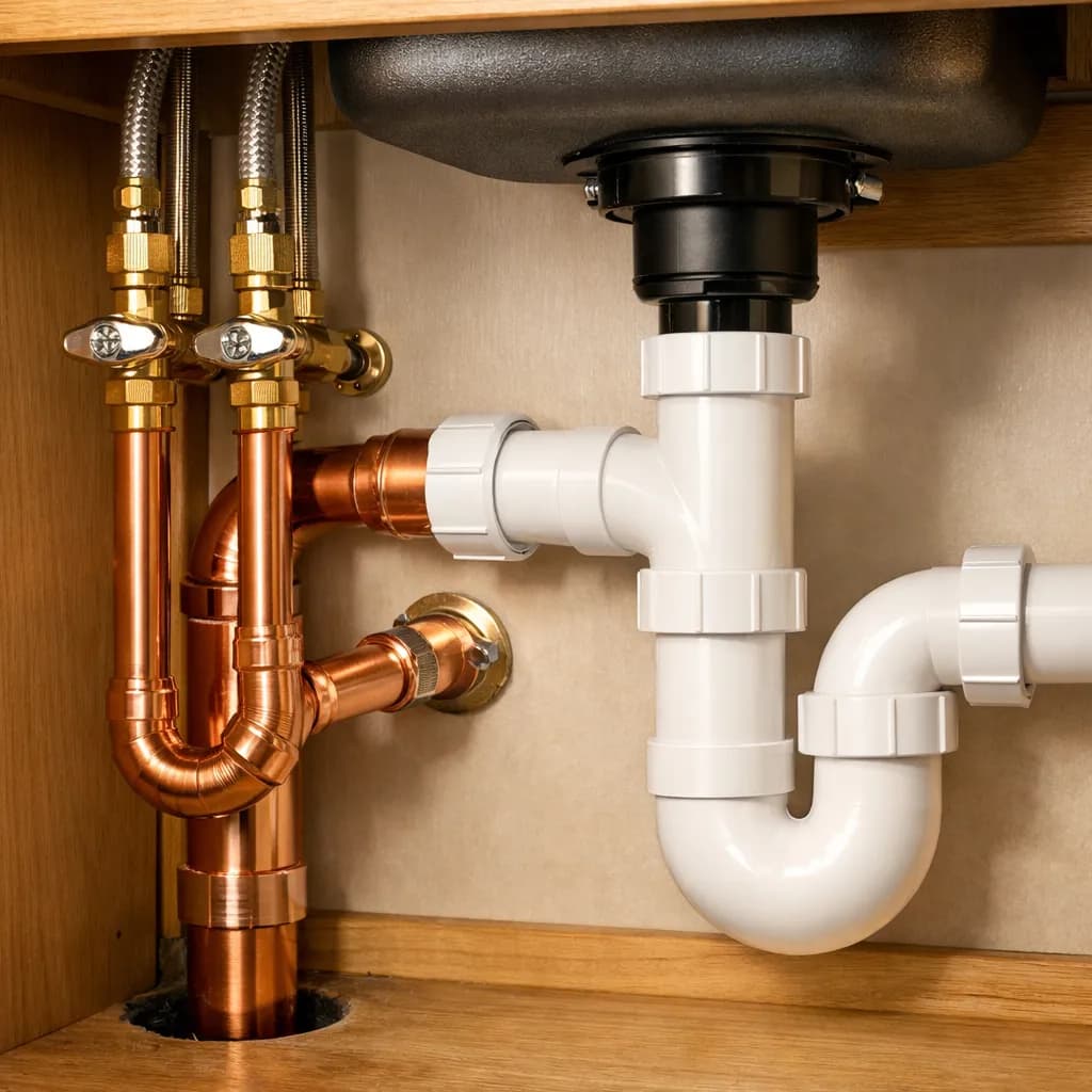 Copper and PVC pipe fitting